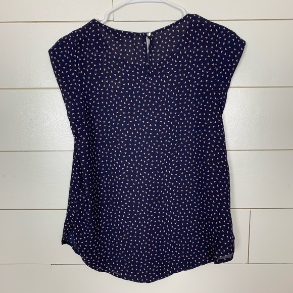 NWT Sweet Rain Navy Geometric Confetti Print Blouse Dress Shirt Top Small - Picture 6 of 8